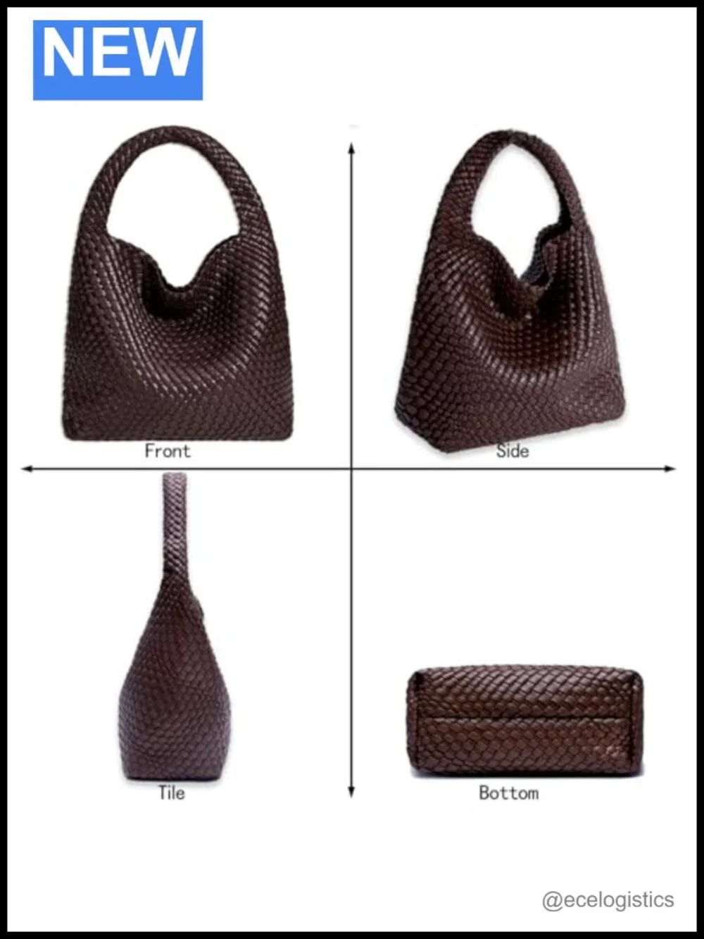 Woven Vegan Leather Hobo Tote Bag